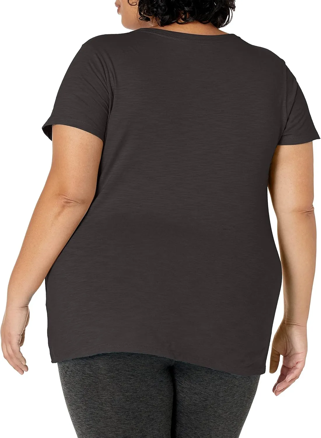Just My Size Women's Short Sleeve Shirred V-Neck Tee