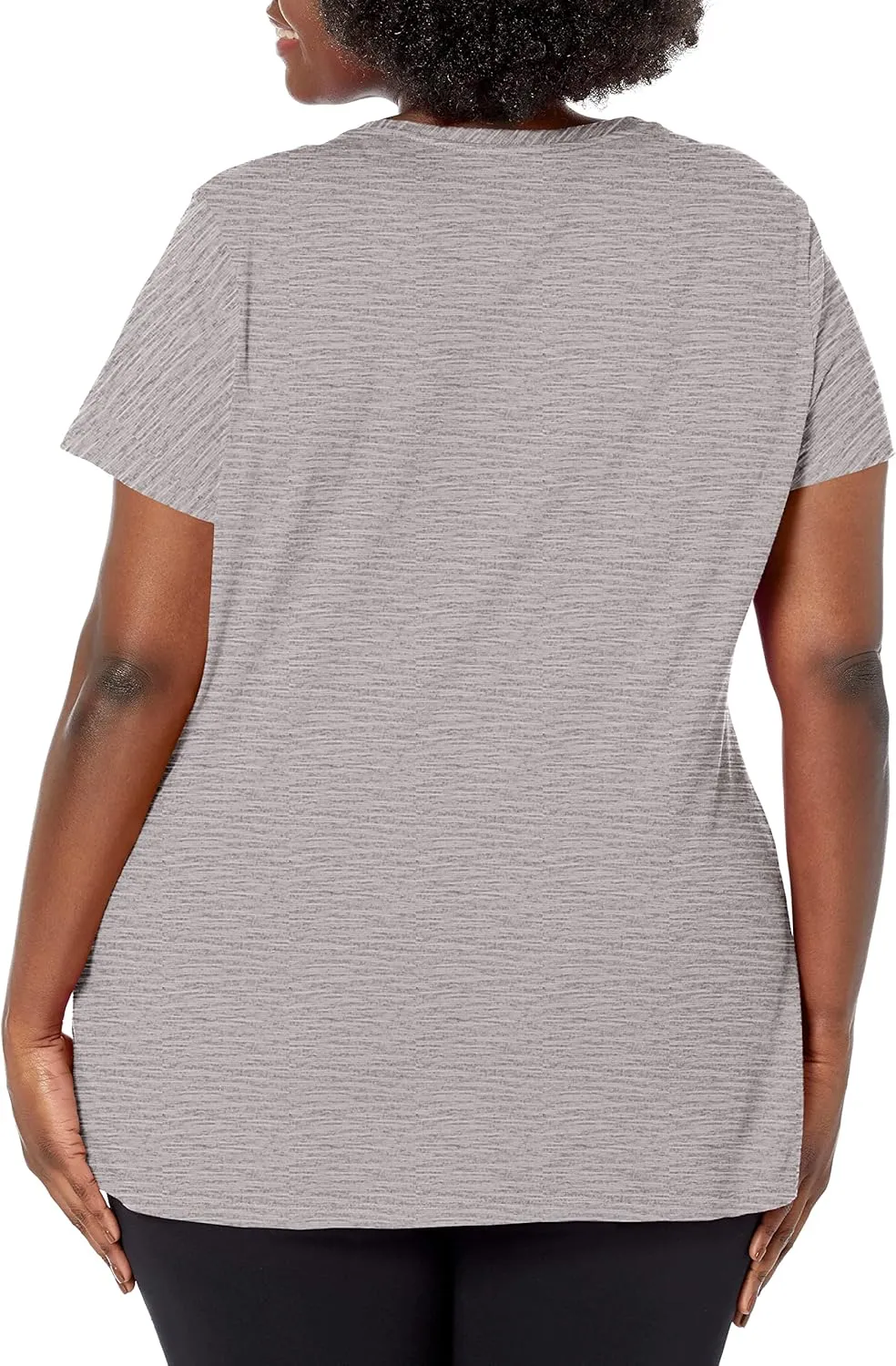 Just My Size Women's Short Sleeve Shirred V-Neck Tee