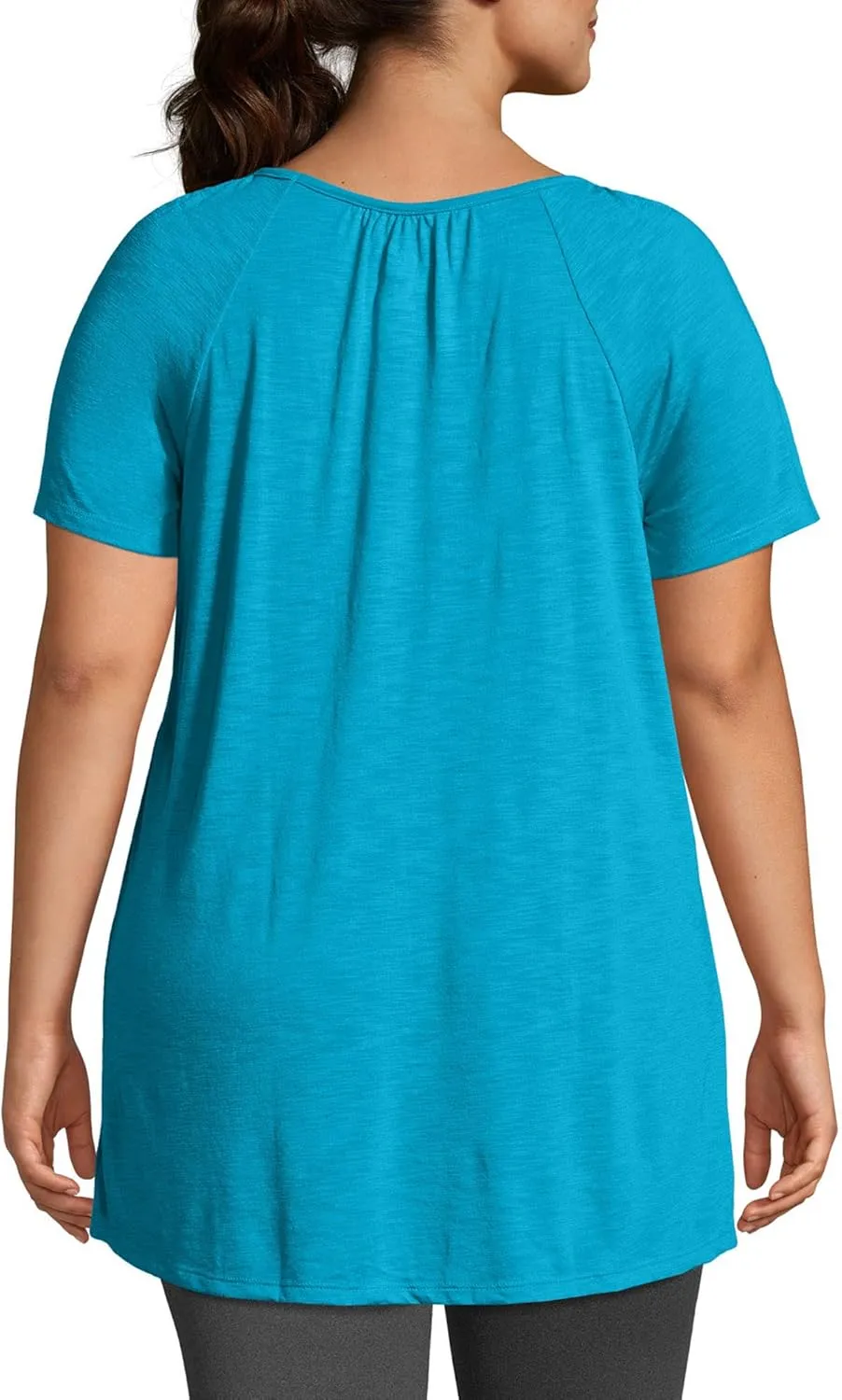 Just My Size Women's Slub Jersey Tunic Crochet Trim