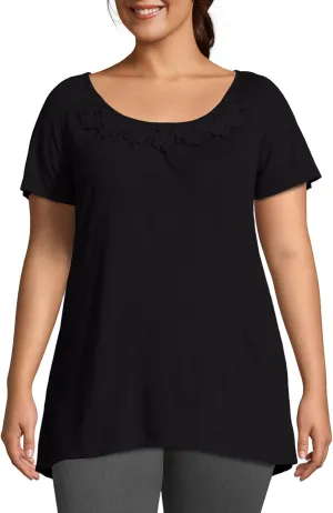 Just My Size Women's Slub Jersey Tunic Crochet Trim