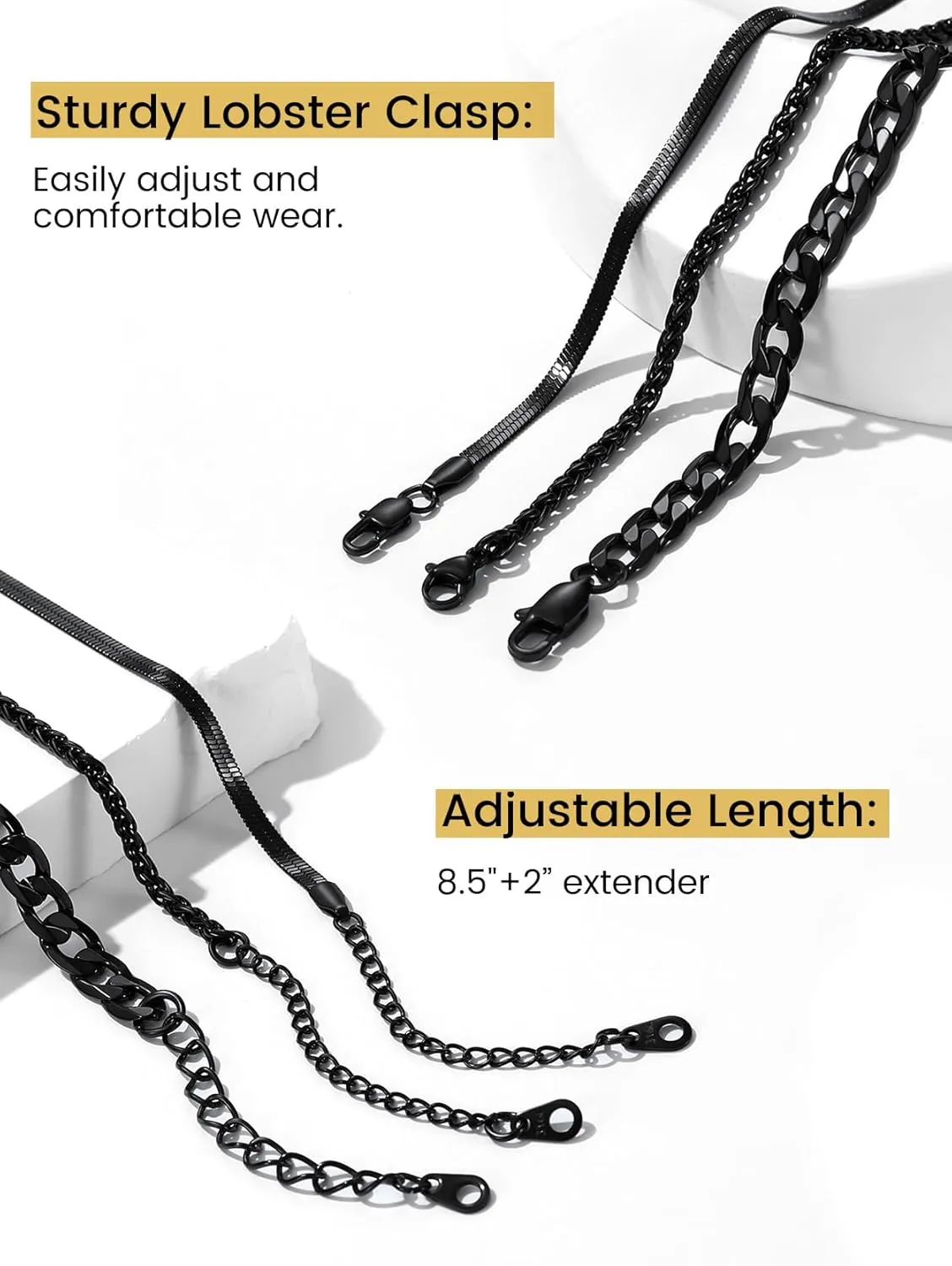 KeyStyle Ankle Bracelets Set for Women, 14k Gold Plated Anklets Stainless Steel Rope Figaro Cuban Snake Wheat Chain Layered Anklet Pack Summer Jewelry(2PCS, 3PCS)
