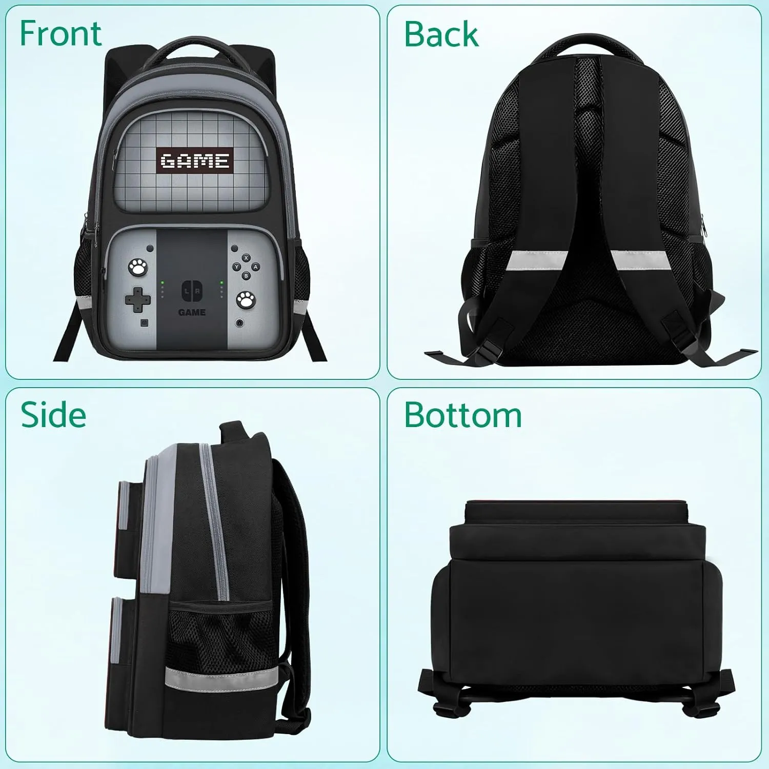 Kids Backpack For BoysGamer Boys Backpack For Children Teens Elementary Middle School, 17 Students Bookbag