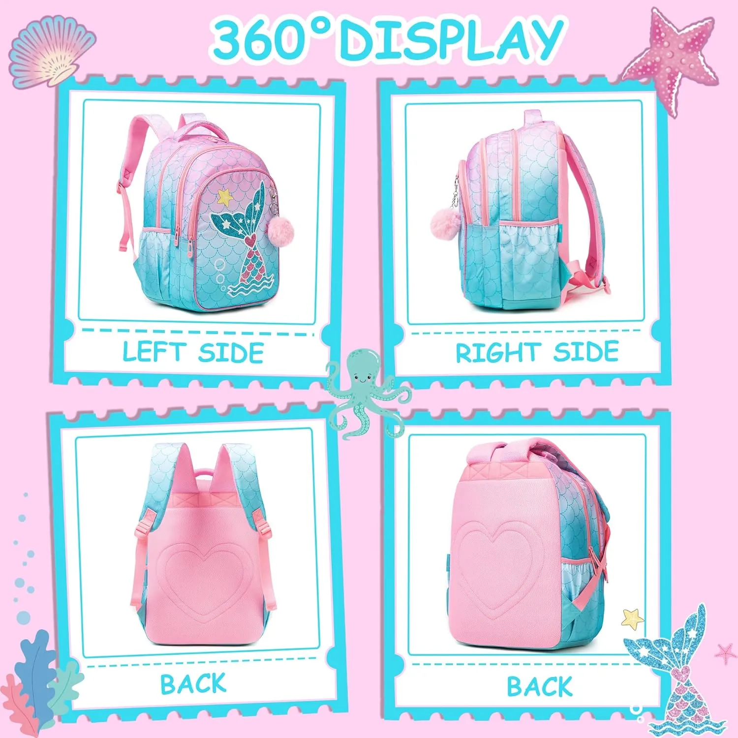 Kids Backpacks for Girls Backpacks for Girls Travel Backpack for School Elementary Primary Students Kids Backpack with Lunch Box Pencil Case