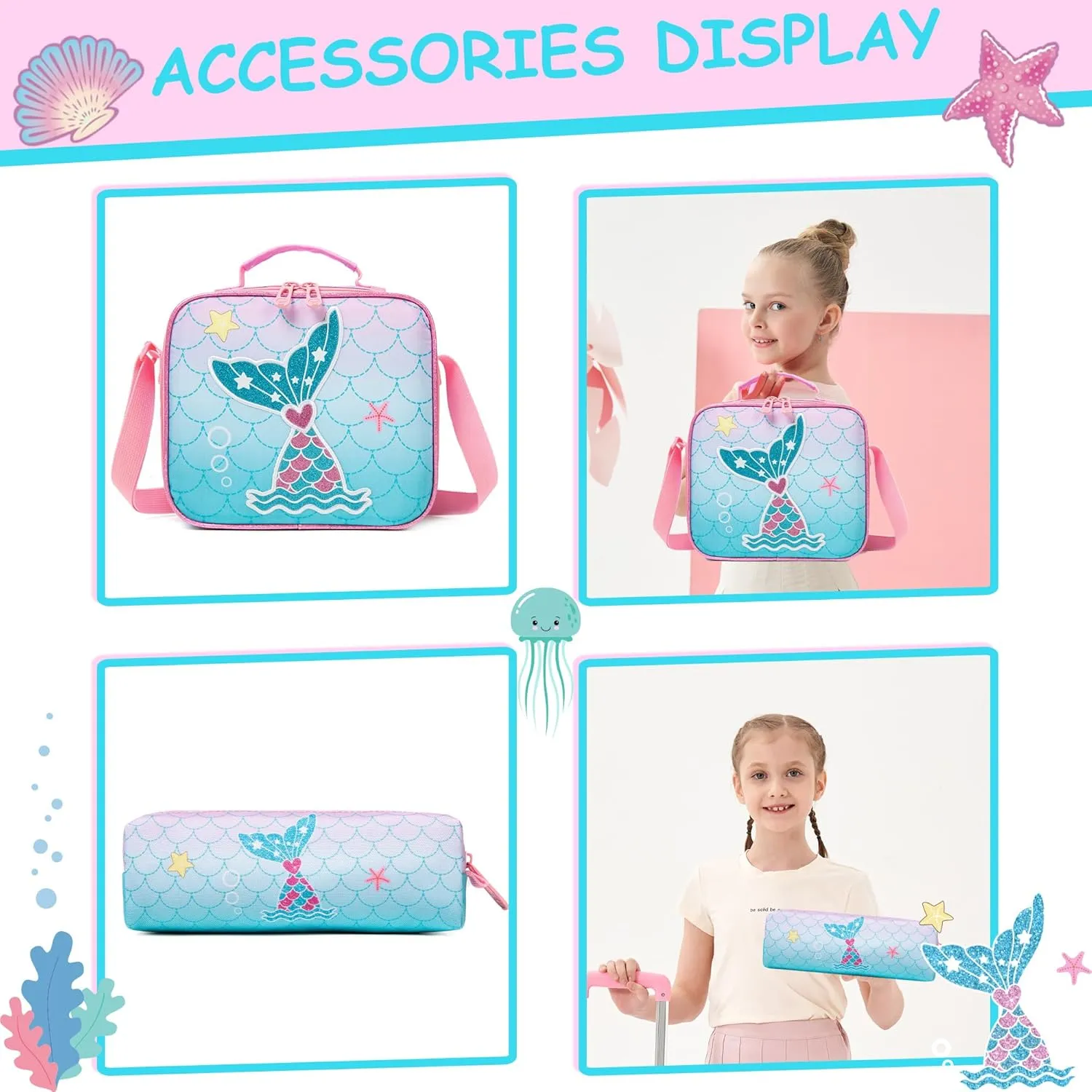 Kids Backpacks for Girls Backpacks for Girls Travel Backpack for School Elementary Primary Students Kids Backpack with Lunch Box Pencil Case