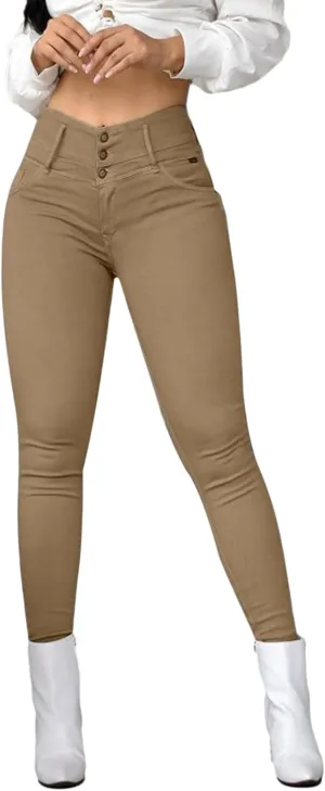 Ladies Casual Vintage Solid Colour High Waist Skinny Pants Trousers Casual Pants Leggings Women Pants Casual
