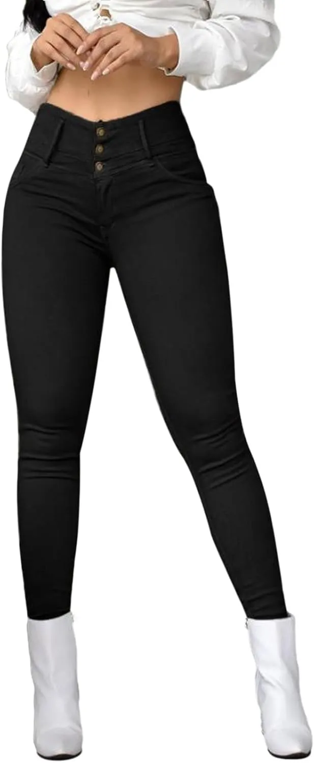 Ladies Casual Vintage Solid Colour High Waist Skinny Pants Trousers Casual Pants Leggings Women Pants Casual