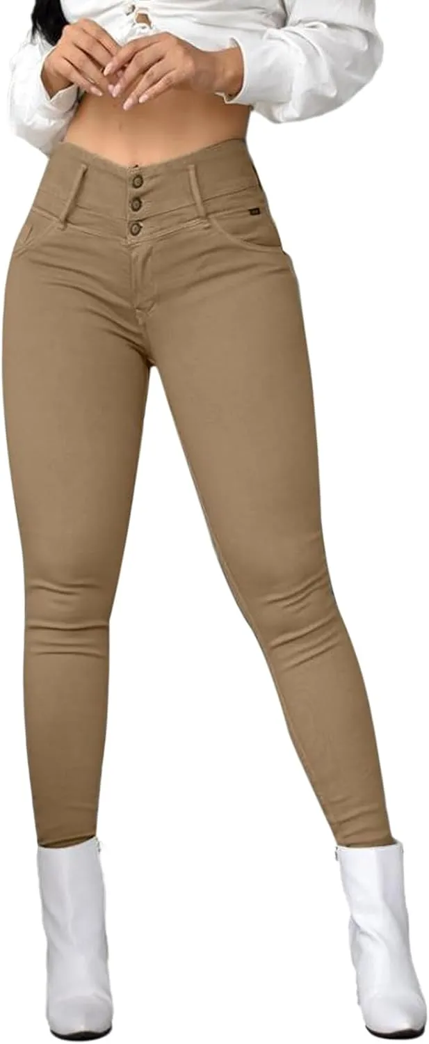 Ladies Casual Vintage Solid Colour High Waist Skinny Pants Trousers Casual Pants Leggings Women Pants Casual