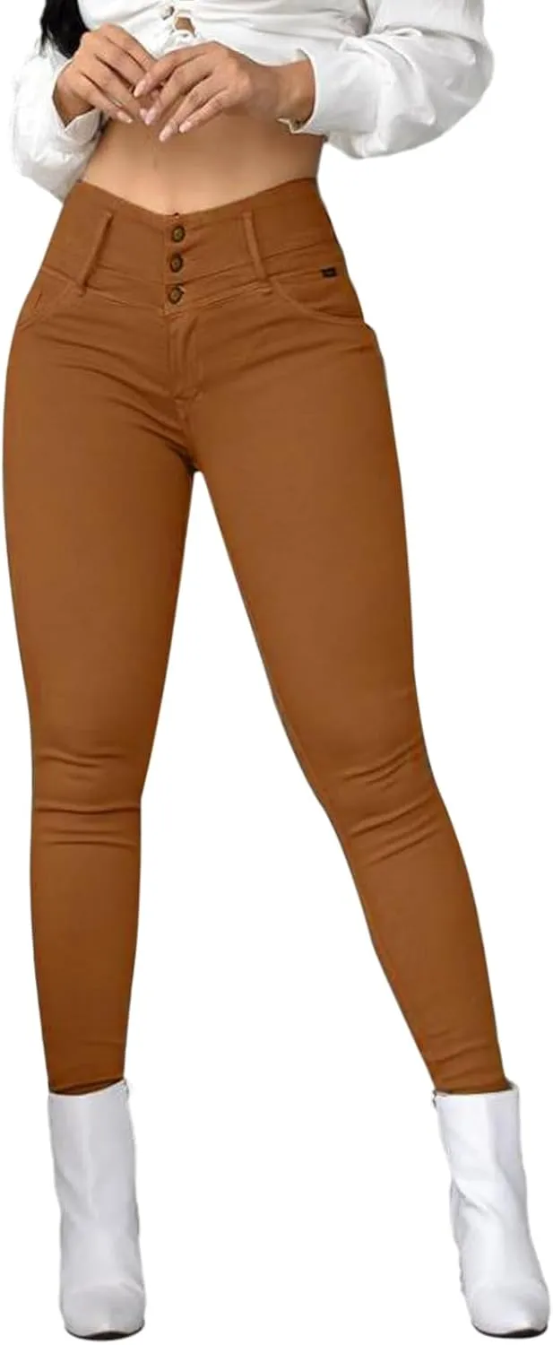 Ladies Casual Vintage Solid Colour High Waist Skinny Pants Trousers Casual Pants Leggings Women Pants Casual
