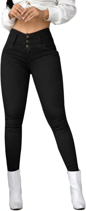 Ladies Casual Vintage Solid Colour High Waist Skinny Pants Trousers Casual Pants Leggings Women Pants Casual