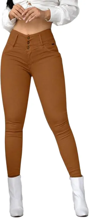 Ladies Casual Vintage Solid Colour High Waist Skinny Pants Trousers Casual Pants Leggings Women Pants Casual