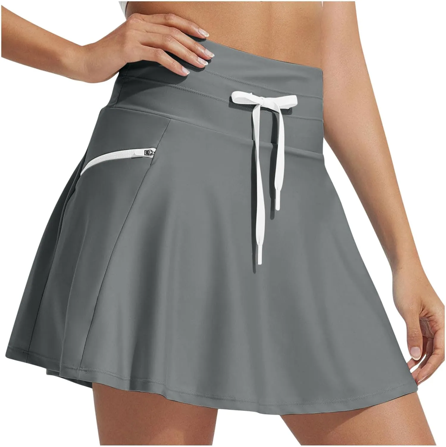 Ladies Skirt Swimwear High Waisted Bathing Suit Skirt Pleated Plain Swim Skorts for Women with Pockets 2025 Trendy