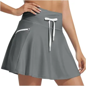 Ladies Skirt Swimwear High Waisted Bathing Suit Skirt Pleated Plain Swim Skorts for Women with Pockets 2025 Trendy