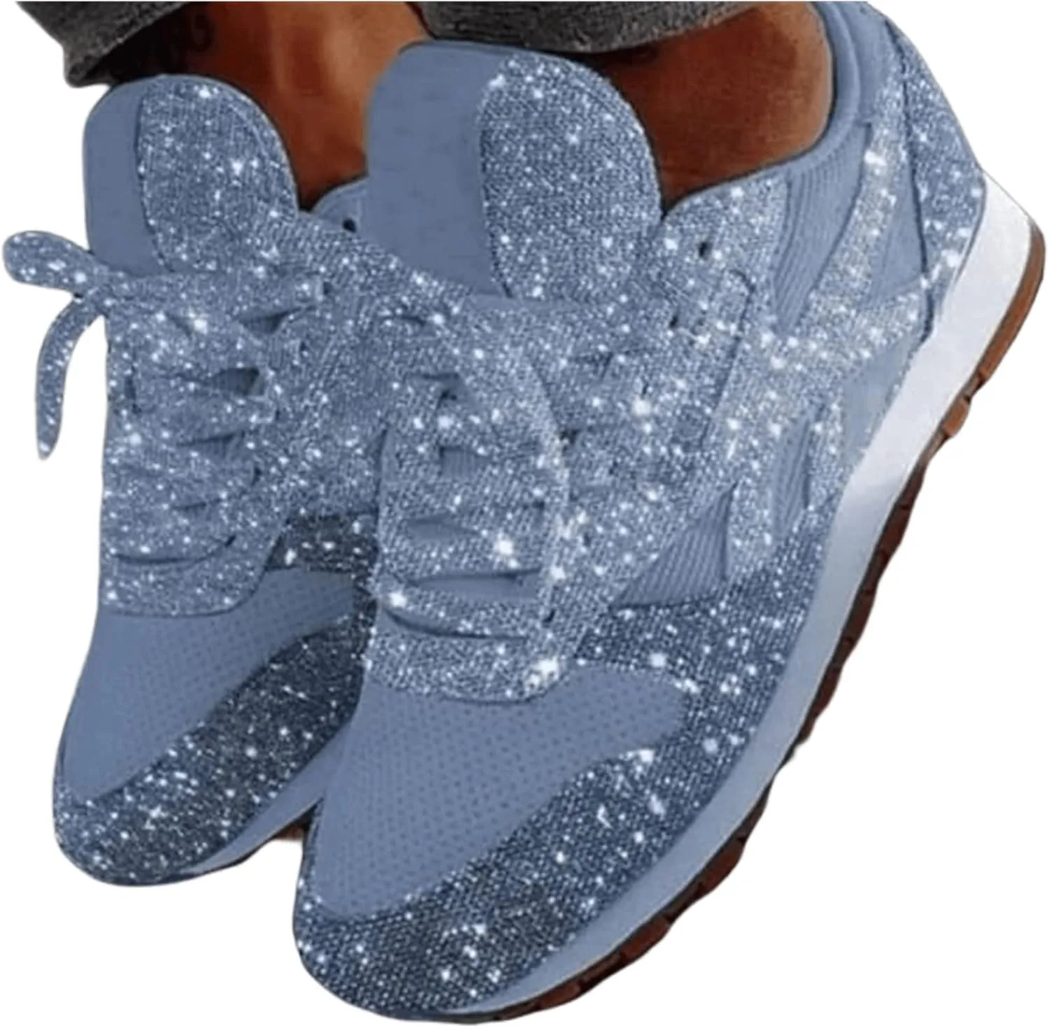 Ladmiple Shoes For Women Sneakers Trendy Slip On Walking Shoes Non Slip Lightweight Fashion Lace Up Platform Loafers