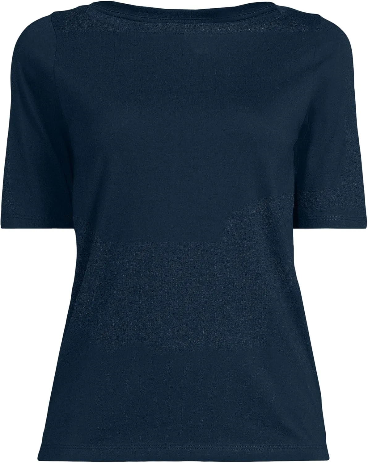 Lands' End Women's Elbow Sleeve American-Grown Supima Cotton Boatneck Top