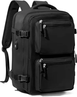 Laptop Backpack for Men Women, Flight Approved Travel Backpack Business Backpack with USB Charging Port, Casual Daypack College Computer Backpacks, Black