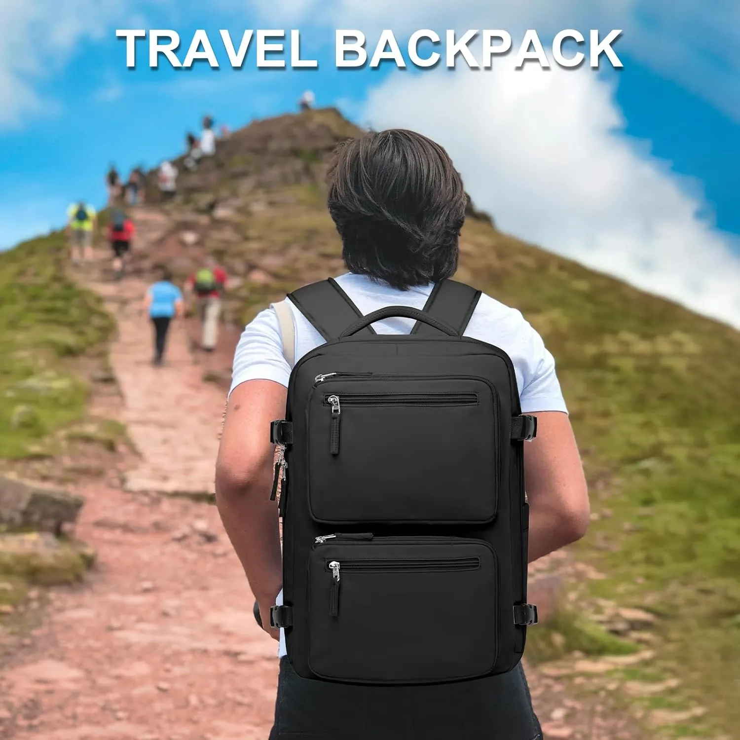 Laptop Backpack for Men Women, Flight Approved Travel Backpack Business Backpack with USB Charging Port, Casual Daypack College Computer Backpacks, Black