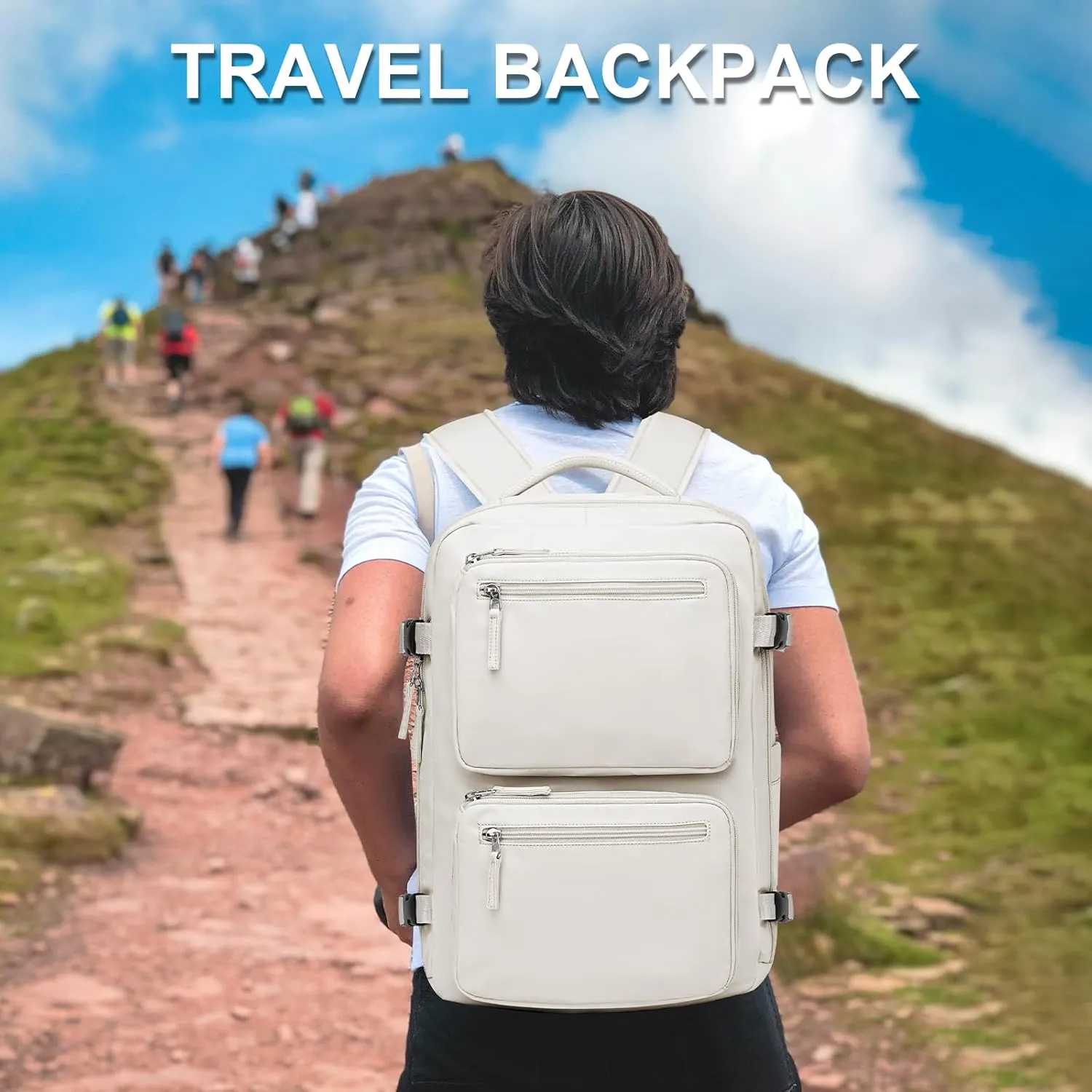 Laptop Backpack for Men Women, Flight Approved Travel Backpack Business Backpack with USB Charging Port, Casual Daypack College Computer Backpacks, White