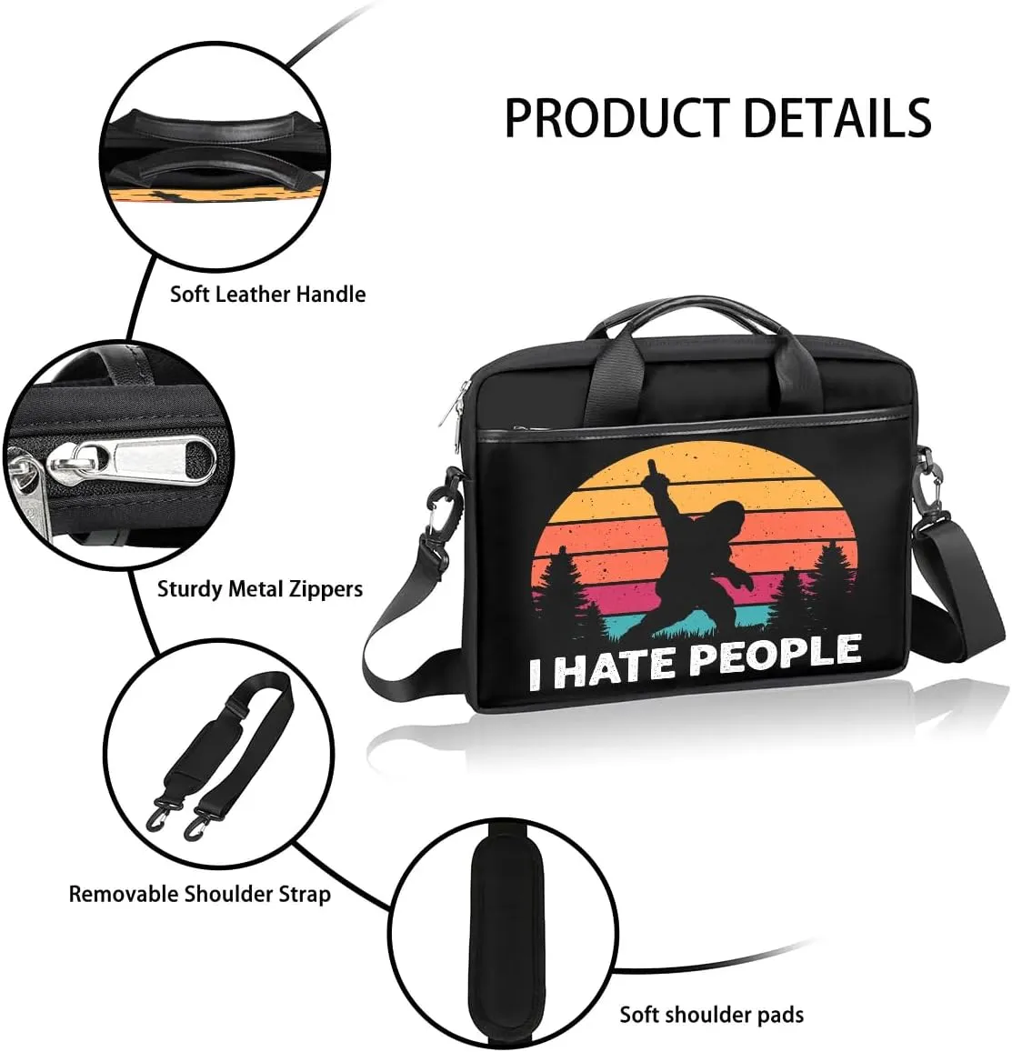 Laptop Bag for Women Men, 15.6 inch Messenger Shoulder Bags, Water Resistant Computer Bag Sleeve