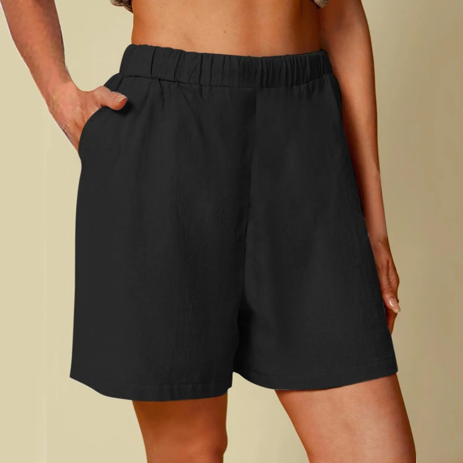LCMTWX Women's Shorts Womens Pants Solid Pocket Waist Loose Pants Women's Shorts Athletic Shorts for Women Women Womens