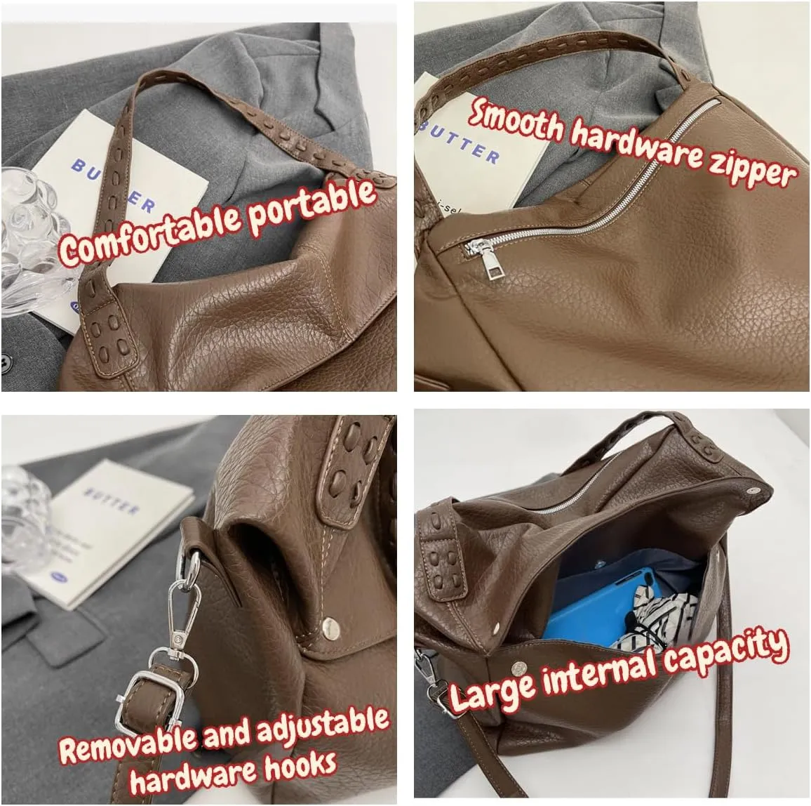 Leather Crossbody Bags for Women Leather Shoulder Bag Everything Tote Bag Work Tote Bags for Women