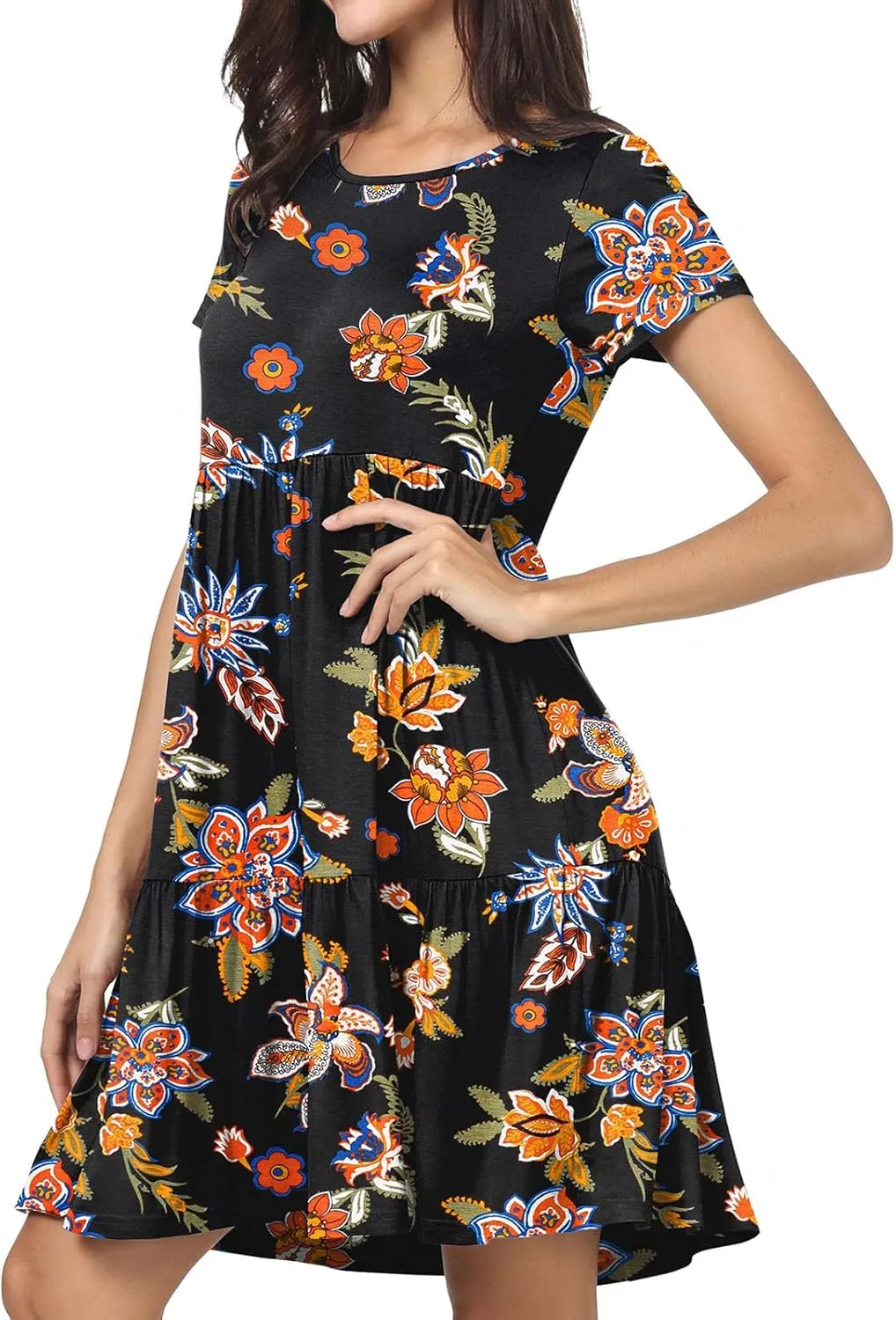 levaca Womens Summer Casual Dresses Beach Coverup Loose Short Sleeve T Shirt Dress 2025 Midi Outfit Sundress