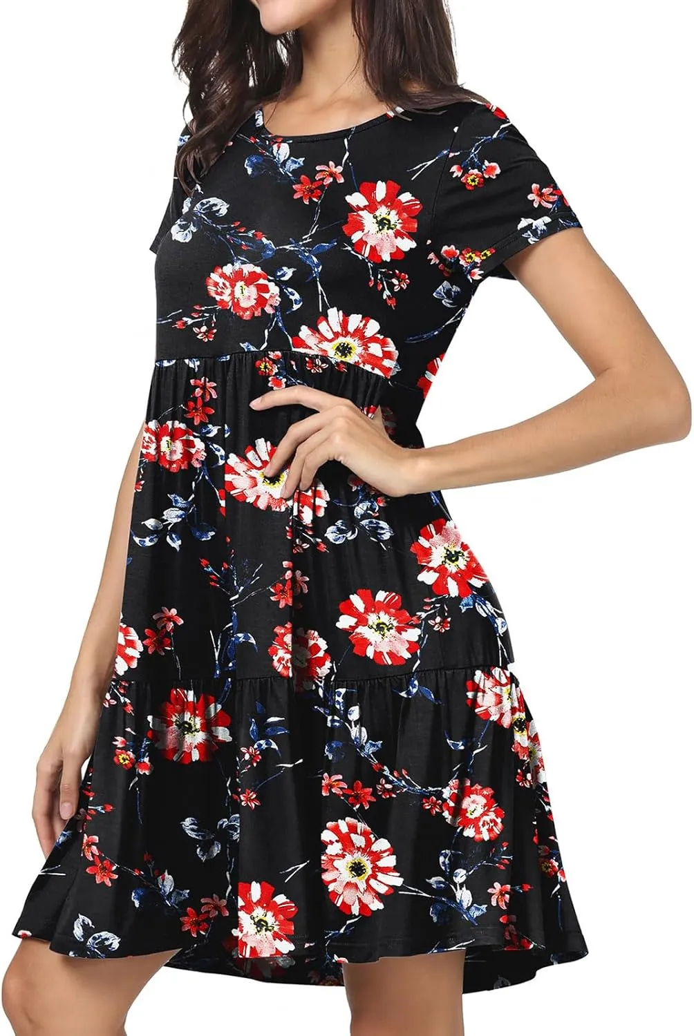 levaca Womens Summer Casual Dresses Beach Coverup Loose Short Sleeve T Shirt Dress 2025 Midi Outfit Sundress