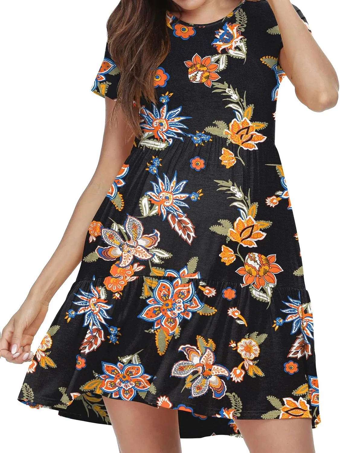 levaca Womens Summer Casual Dresses Beach Coverup Loose Short Sleeve T Shirt Dress 2025 Midi Outfit Sundress