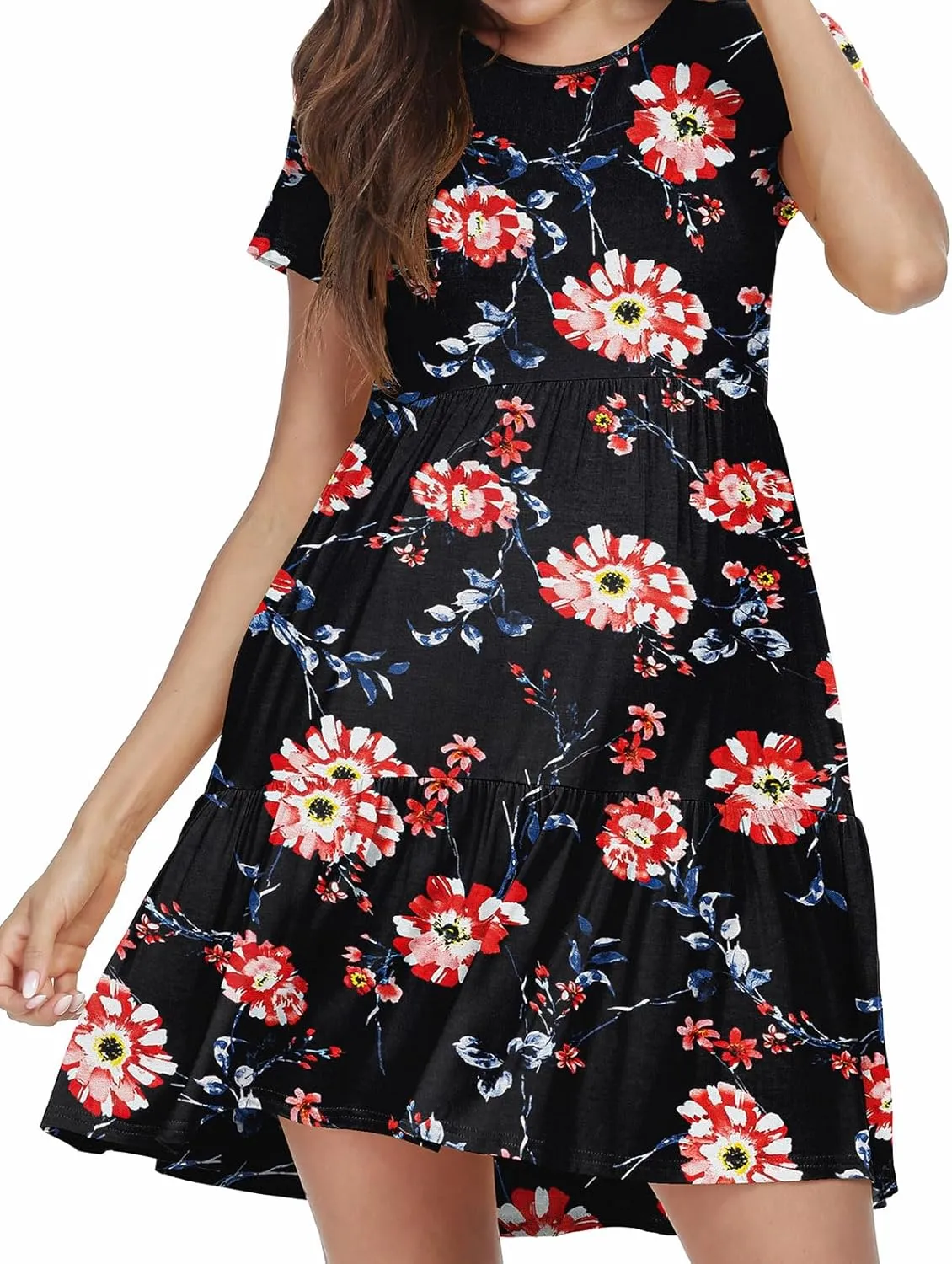 levaca Womens Summer Casual Dresses Beach Coverup Loose Short Sleeve T Shirt Dress 2025 Midi Outfit Sundress