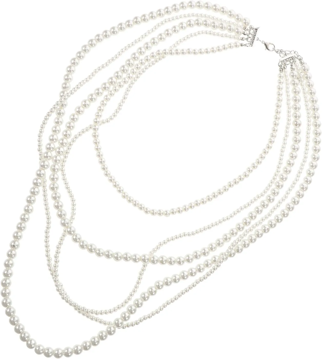 LIFKOME Chic Fake Pearl Necklace Layered Faux Pearl Collar Long Princess Necklace Fashionable Beaded Choker