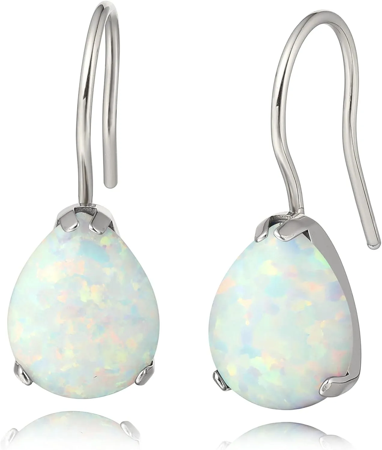 Limerencia Hypoallergenic Pure Titanium Cubic Zirconia Dangle Hoop Earrings, Water drops CZ/Opal Lightweight Drop Earrings for Sensitive Ears Women