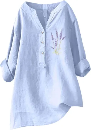 Linen Clothes for Women Linen Clothes for Women Down Blouses Tops Black Button Up Shirt Top Long