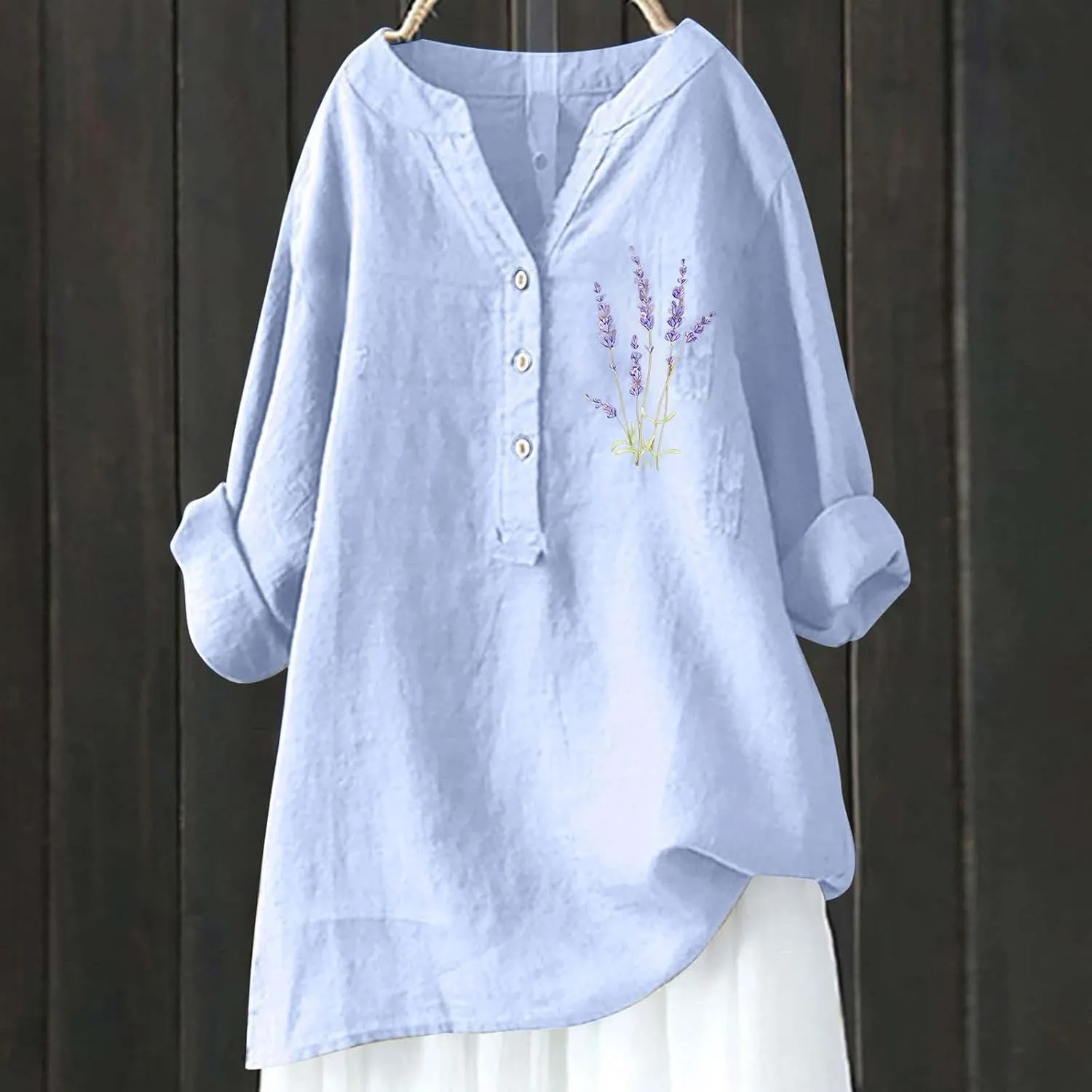 Linen Clothes for Women Linen Clothes for Women Down Blouses Tops Black Button Up Shirt Top Long