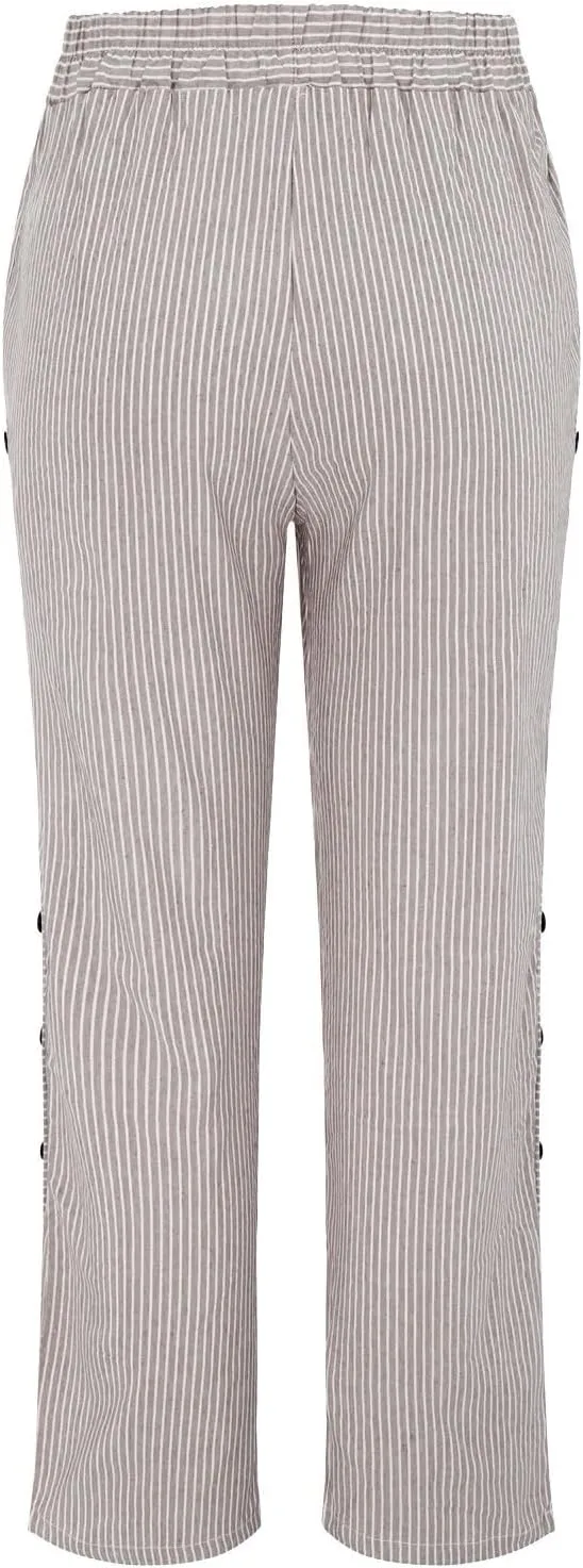 Linen Pants for Women 2025 Plus Size Trendy Striped Summer Gauze Pants Casual Elastic Waist Comfy Trousers
