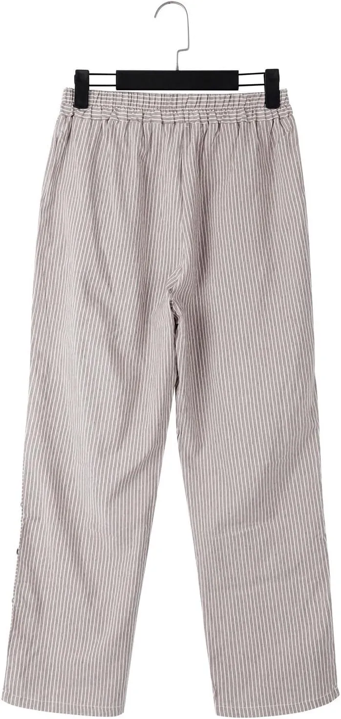 Linen Pants for Women 2025 Plus Size Trendy Striped Summer Gauze Pants Casual Elastic Waist Comfy Trousers