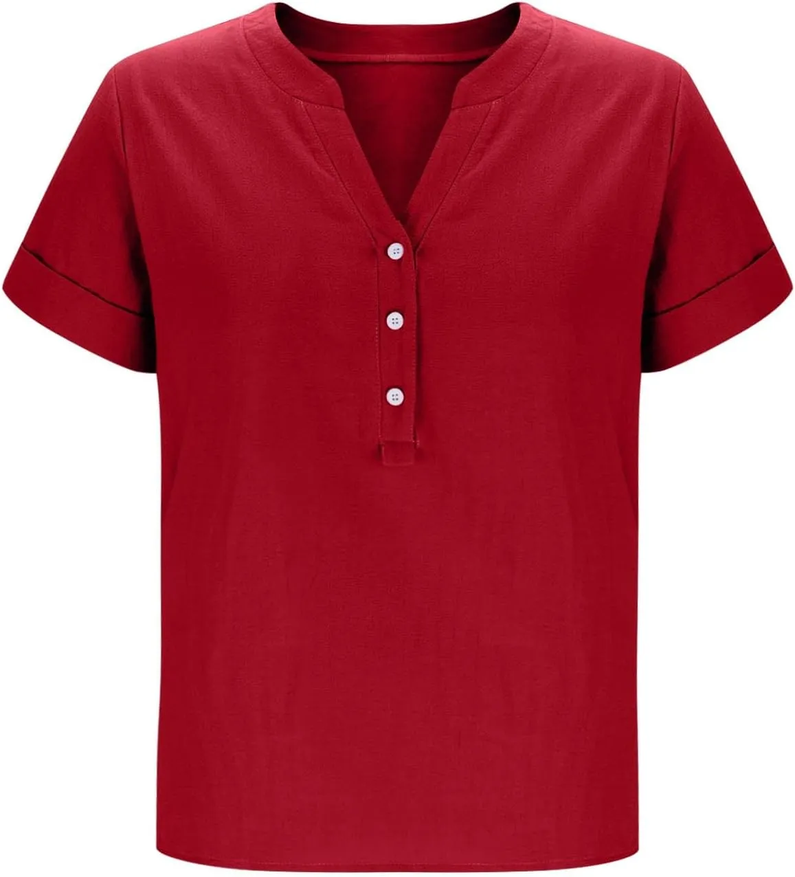 Linen Tops for Women 2025 Summer Button Down V Neck Shirts Casual Short Sleeve Loose Tshirt Cotton Linen Blouse Tees