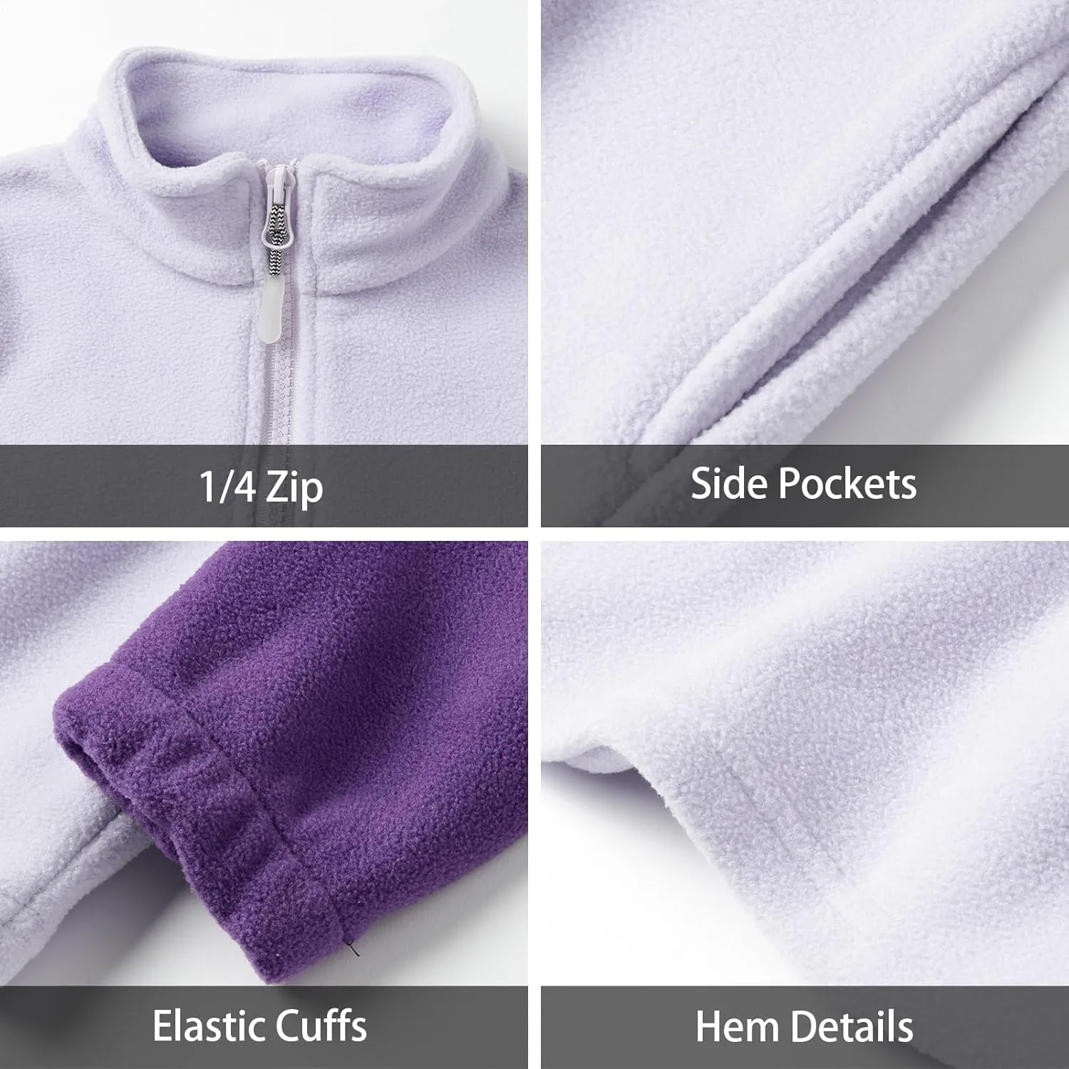 LittleSpring Kids Neutral Polar Fleece Jackets Quarter-Zip Pullover with Elastic Cuffs