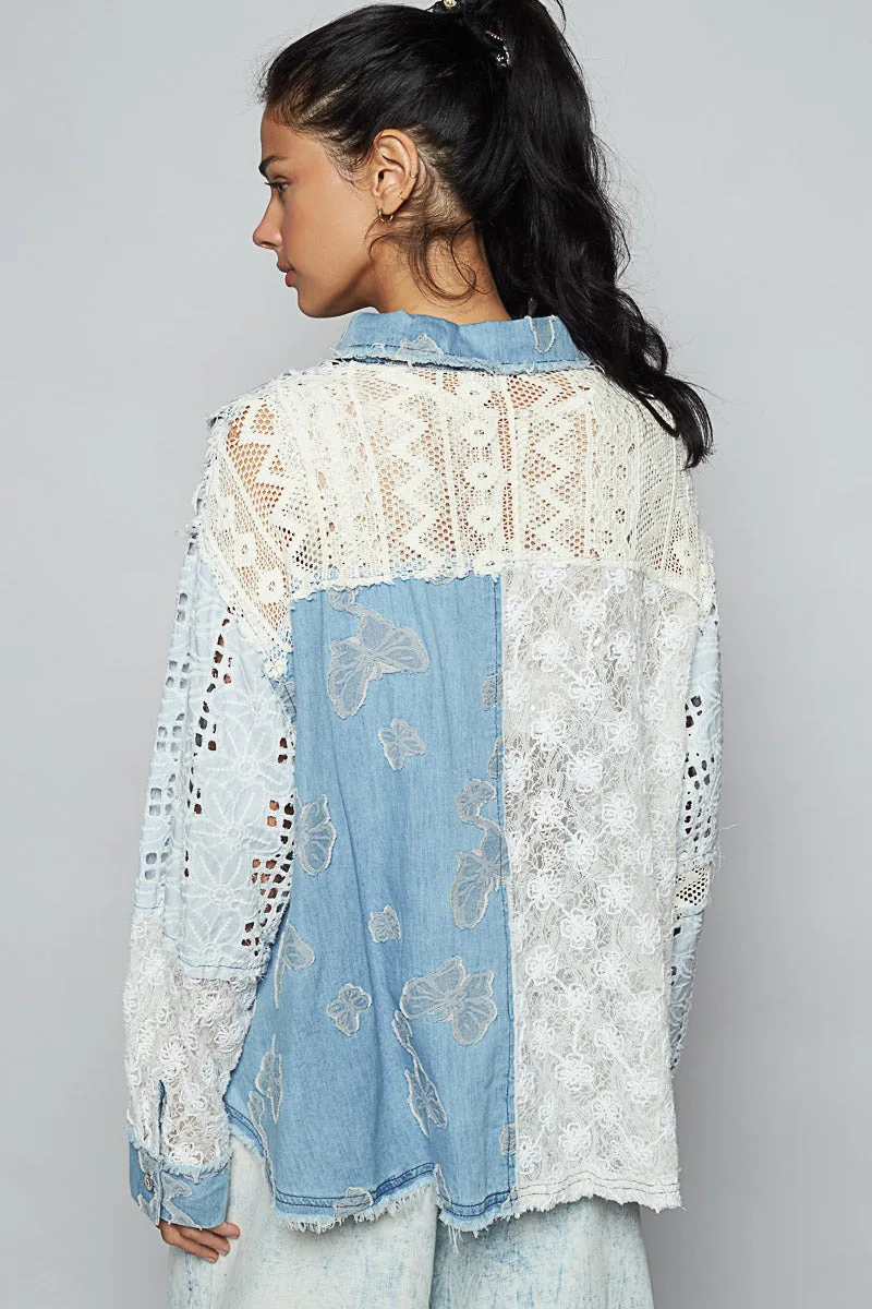 Long Sleeve Denim Multi Top