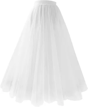Long Tutu Skirts for Women Girls High Waist Mesh Tulle Skirt Puffy Gauze Layered Knee Length Tutus for Dancing