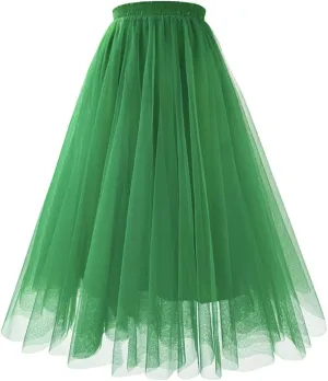 Long Tutu Skirts for Women Girls High Waist Mesh Tulle Skirt Puffy Gauze Layered Knee Length Tutus for Dancing