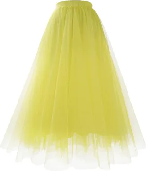 Long Tutu Skirts for Women Girls High Waist Mesh Tulle Skirt Puffy Gauze Layered Knee Length Tutus for Dancing