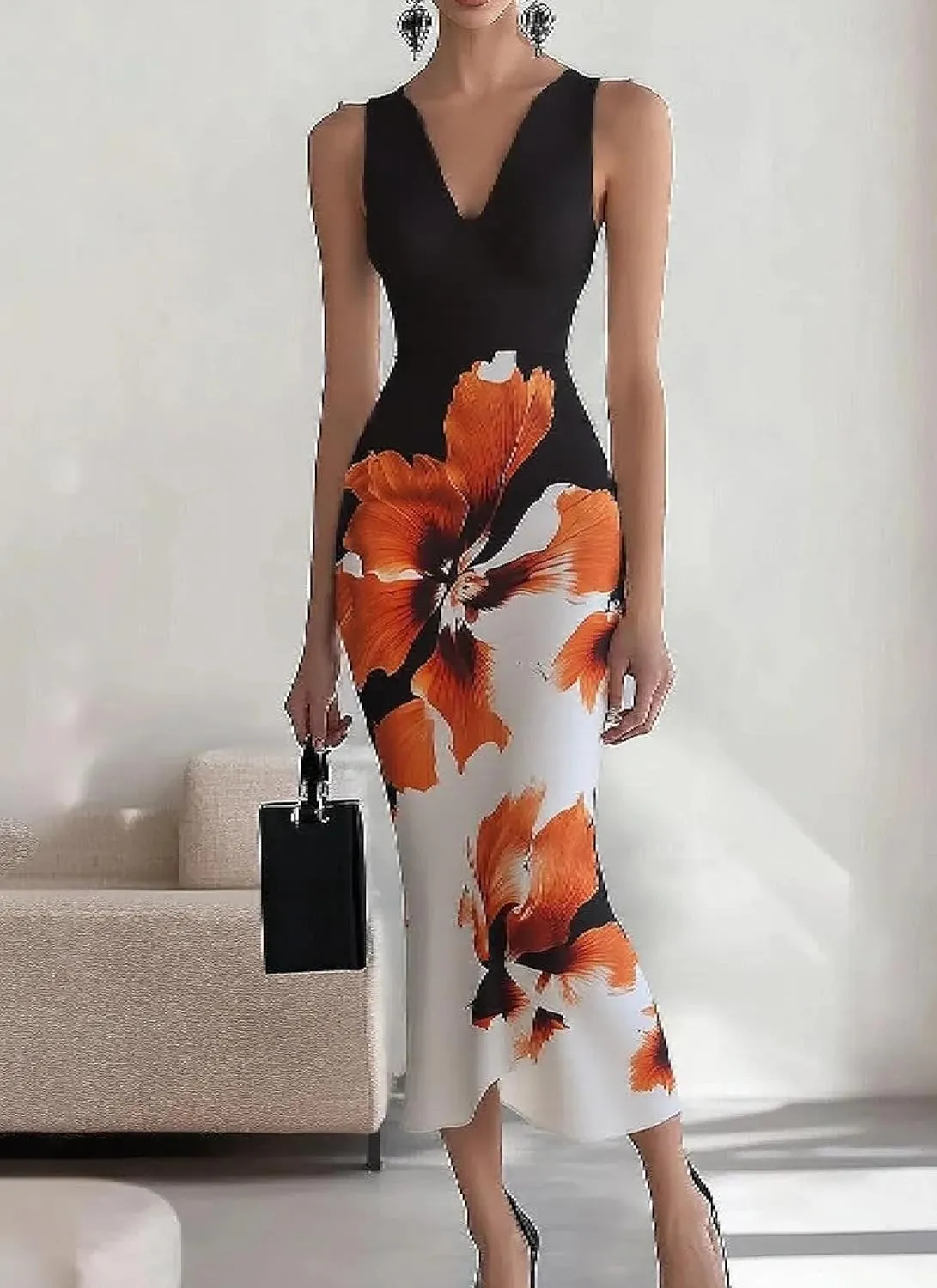 LOZ Women's One Shoulder Long Formal Dress Summer Sleeveless Ruched Bodycon Wedding Guest Maxi Dresses Dinner Date Gown