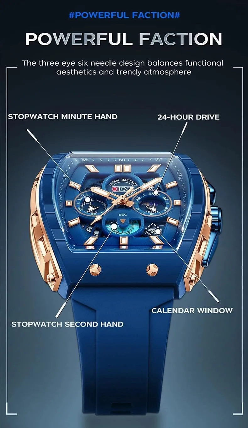 Luxury Men's Quartz Watches Multifunctional Timing Waterproof Night Light Three Eye Six Pin Calendar Male Sport Rubber Wrist Watch