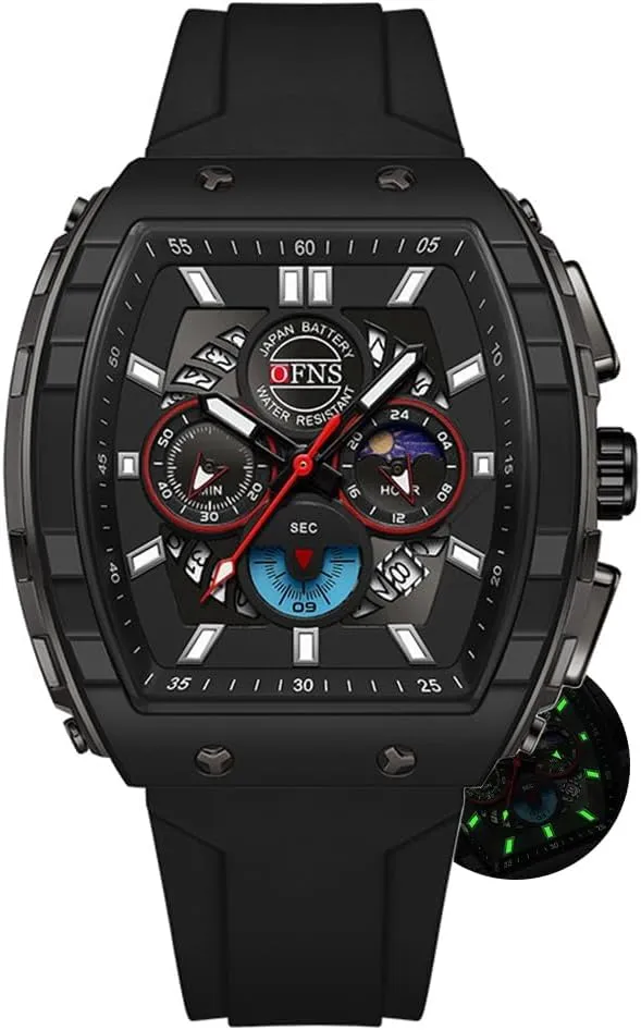 Luxury Men's Quartz Watches Multifunctional Timing Waterproof Night Light Three Eye Six Pin Calendar Male Sport Rubber Wrist Watch