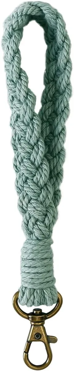 Macrame Boho Keychain Bracelet Handmade Tassel Wristlet Keychain Keyring Holder Wrist Lanyard for Women