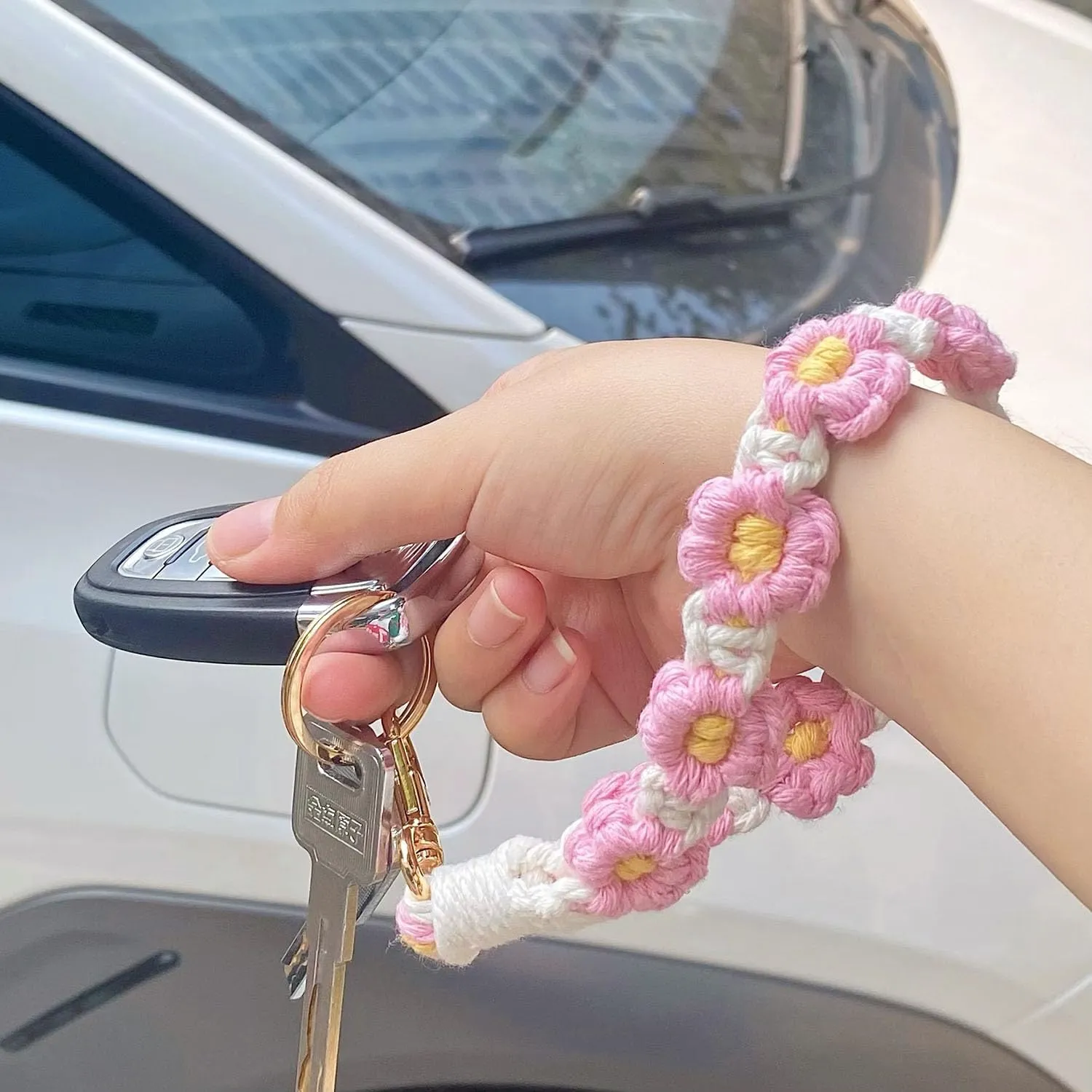 Macrame Keychain Handmade Wristlet Keychain for Women Cute keychain for Girls Wrist Lanyard for Keys