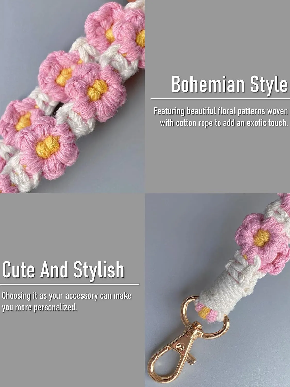 Macrame Keychain Handmade Wristlet Keychain for Women Cute keychain for Girls Wrist Lanyard for Keys