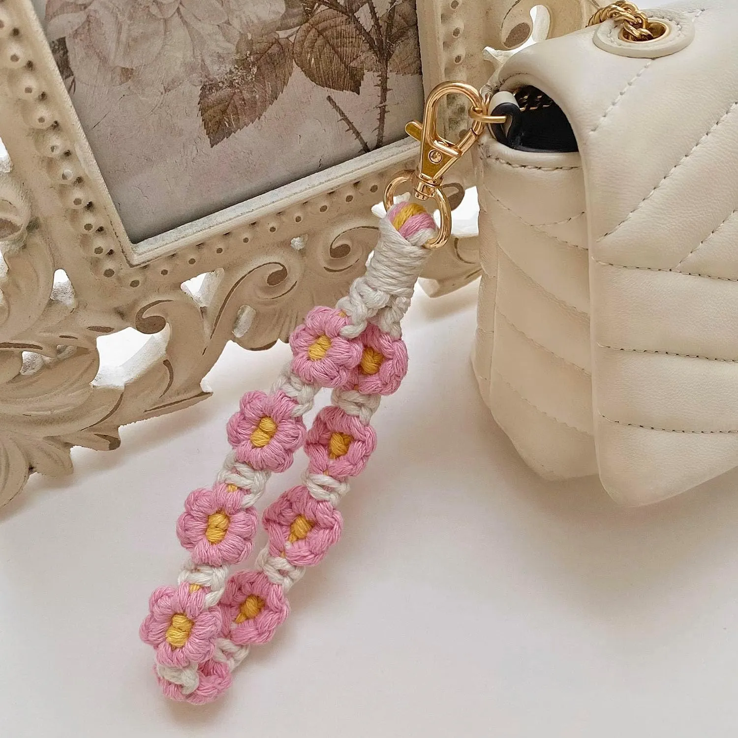 Macrame Keychain Handmade Wristlet Keychain for Women Cute keychain for Girls Wrist Lanyard for Keys