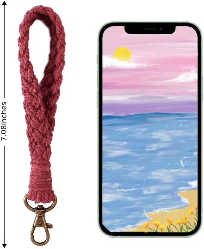 Macrame Keychain Wrist Lanyard Key Chain Boho Wristlet Lanyards for Women Key Lanyard Keyring Bracelet Keychain Women Gifts
