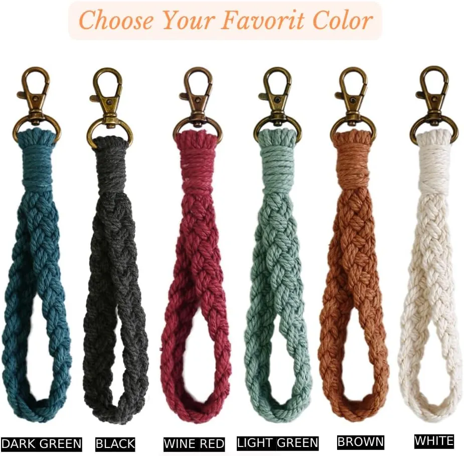 Macrame Keychain Wrist Lanyard Key Chain Boho Wristlet Lanyards for Women Key Lanyard Keyring Bracelet Keychain Women Gifts