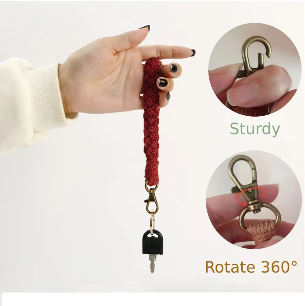 Macrame Keychain Wrist Lanyard Key Chain Boho Wristlet Lanyards for Women Key Lanyard Keyring Bracelet Keychain Women Gifts